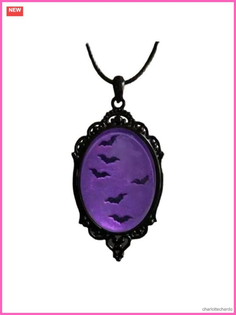 Gothic Cameo Crystal Pendant Necklace Vintage Teardrop Goth Halloween Jewelry